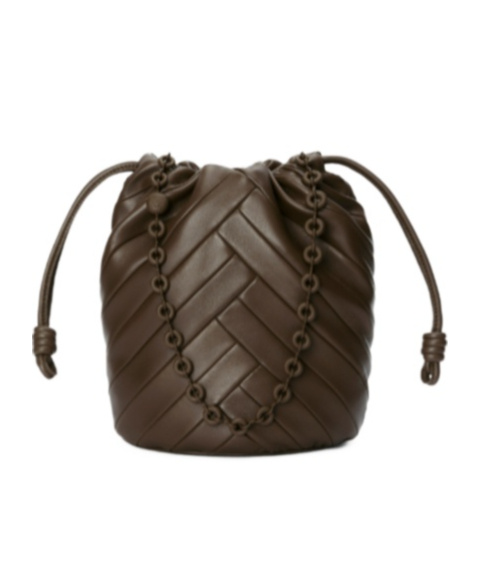 Loewe Womens Chocolate Flamenco Purse Leather Bucket Bag In Green
