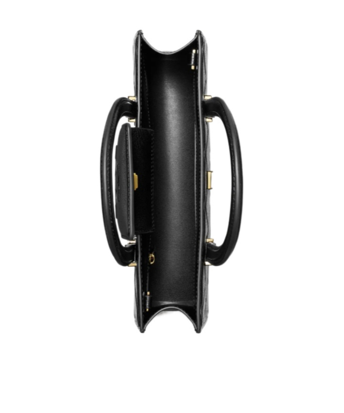 Tory Burch Fleming Top Handle Leather Satchel In Black