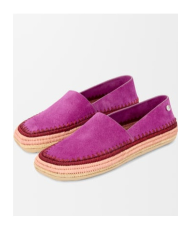 Loewe Rio Slipper In Suede And Raffia In Purple