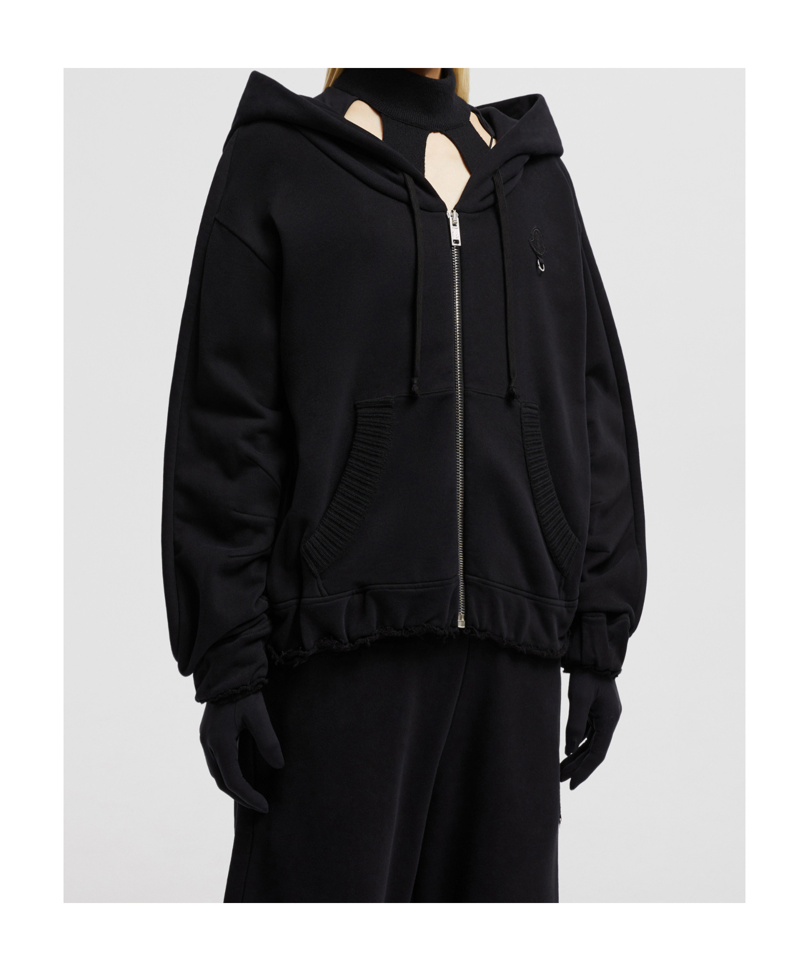 Moncler Long-sleeved Hoodie In Black