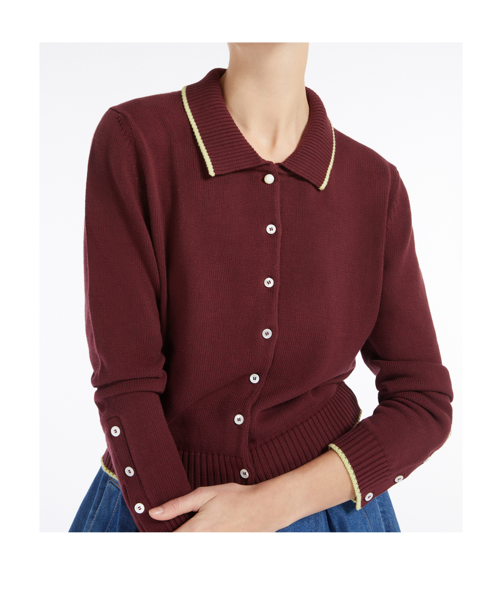 Weekend Max Mara Soft Cotton Gauze Cardigan In Bordeaux Red
