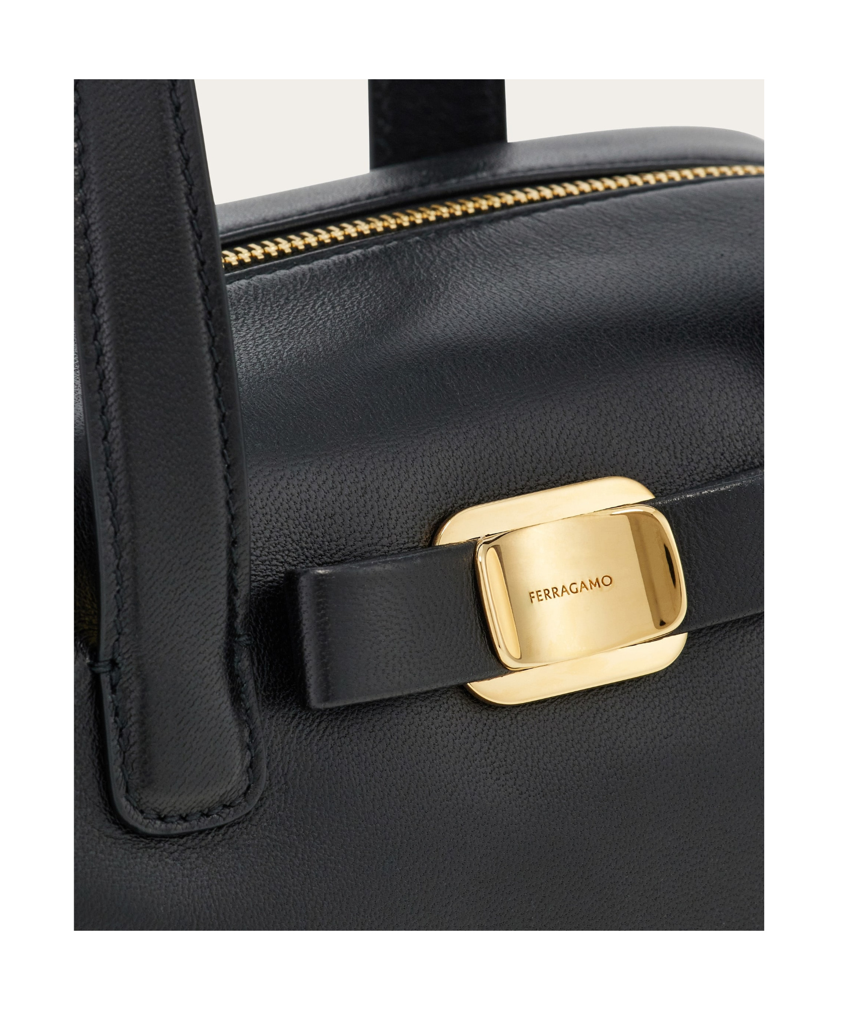 Shop Ferragamo Zip-up Mini Bag In Black
