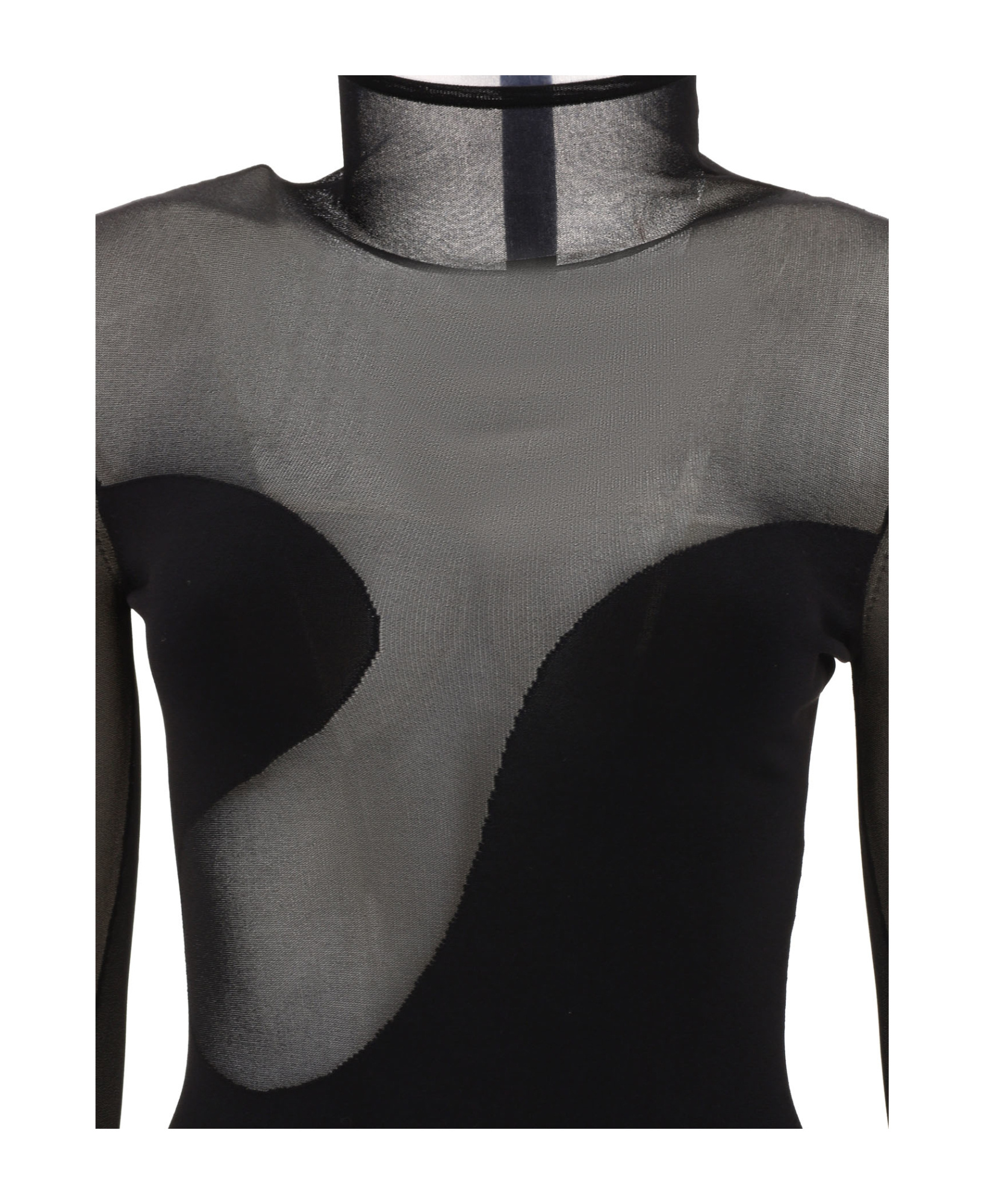 Nensi Dojaka Bodysuit With Asymmetric Line And Sheer Panels In Black