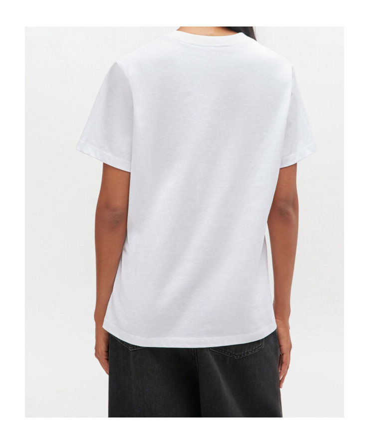 Ganni Graphic Print Crew Neck Short Sleeve Top In White