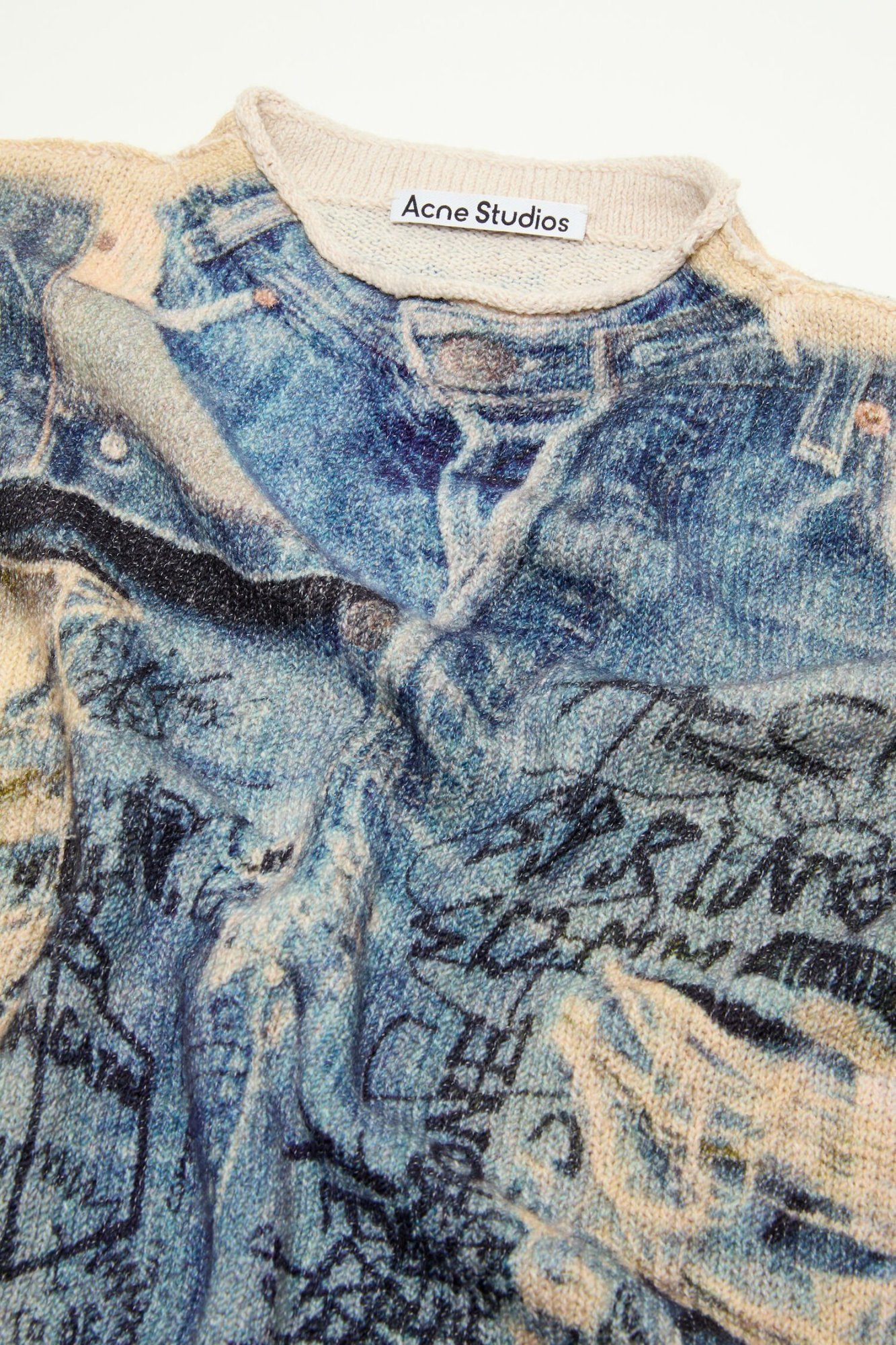 ACNE STUDIOS DENIM-PRINTED SWEATER