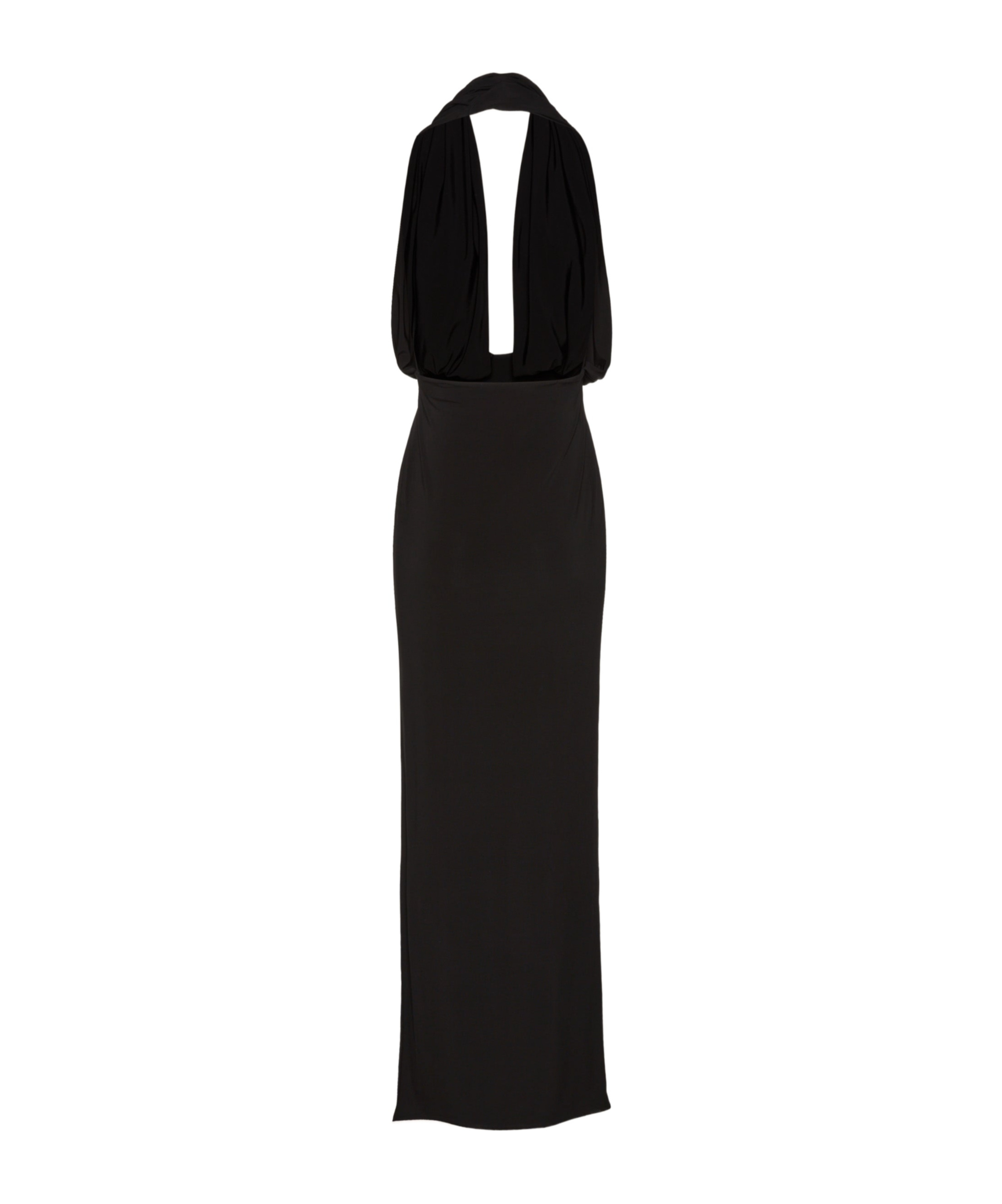 Magda Butrym Draped Stretch-satin Halterneck Gown In Black