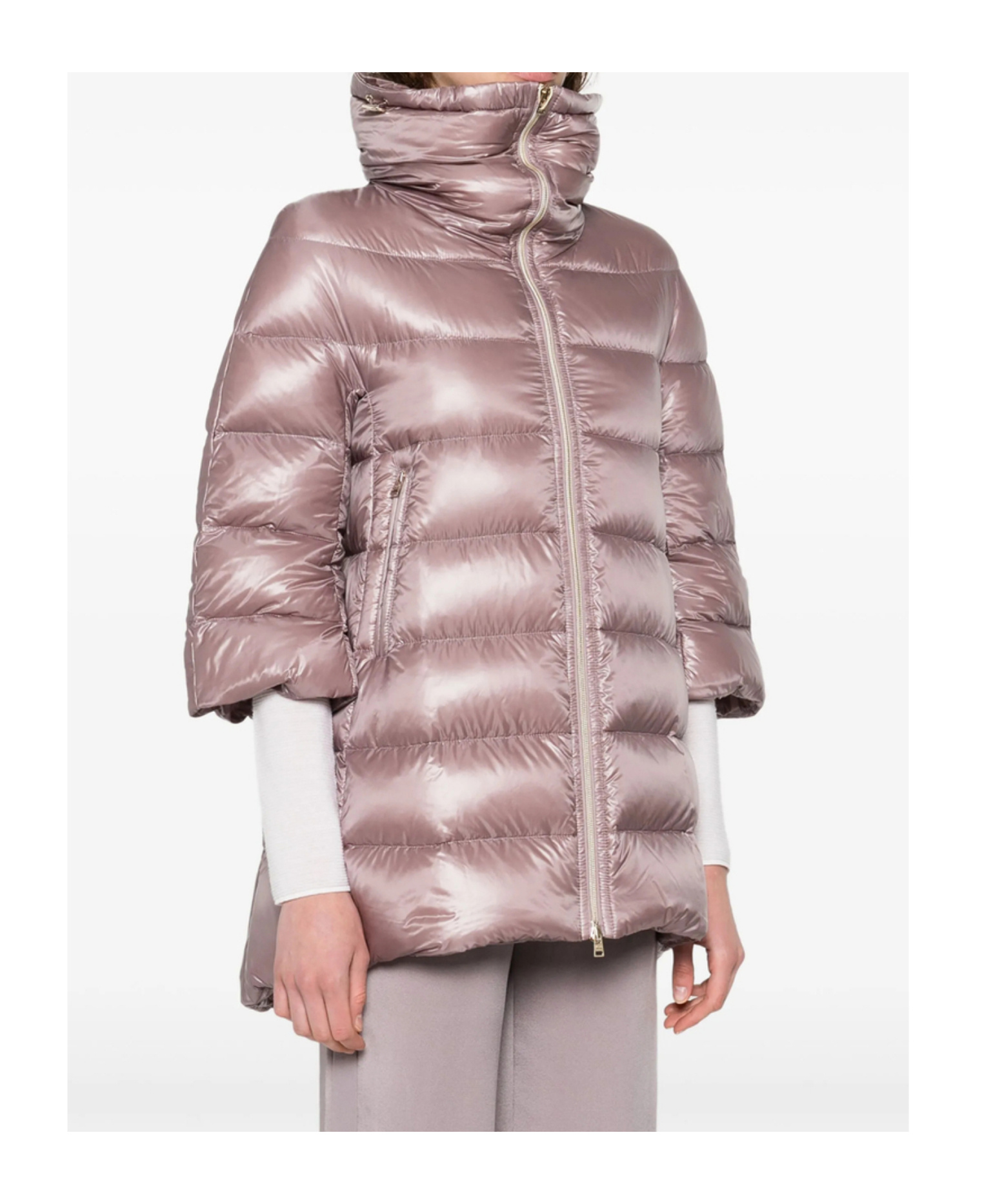 Herno Zippered Quilted Down Jacket In Pink