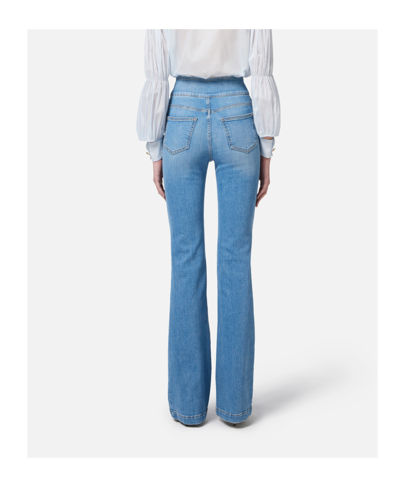 Elisabetta Franchi Logo-button Flared Jeans In Blue