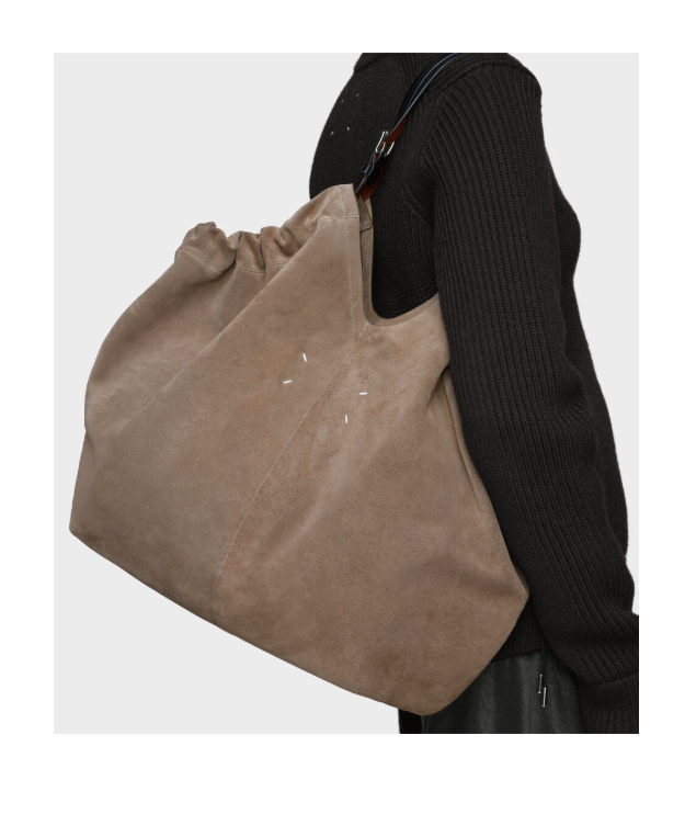 Maison Margiela Suede Slouchy Tote Bag In Neutral