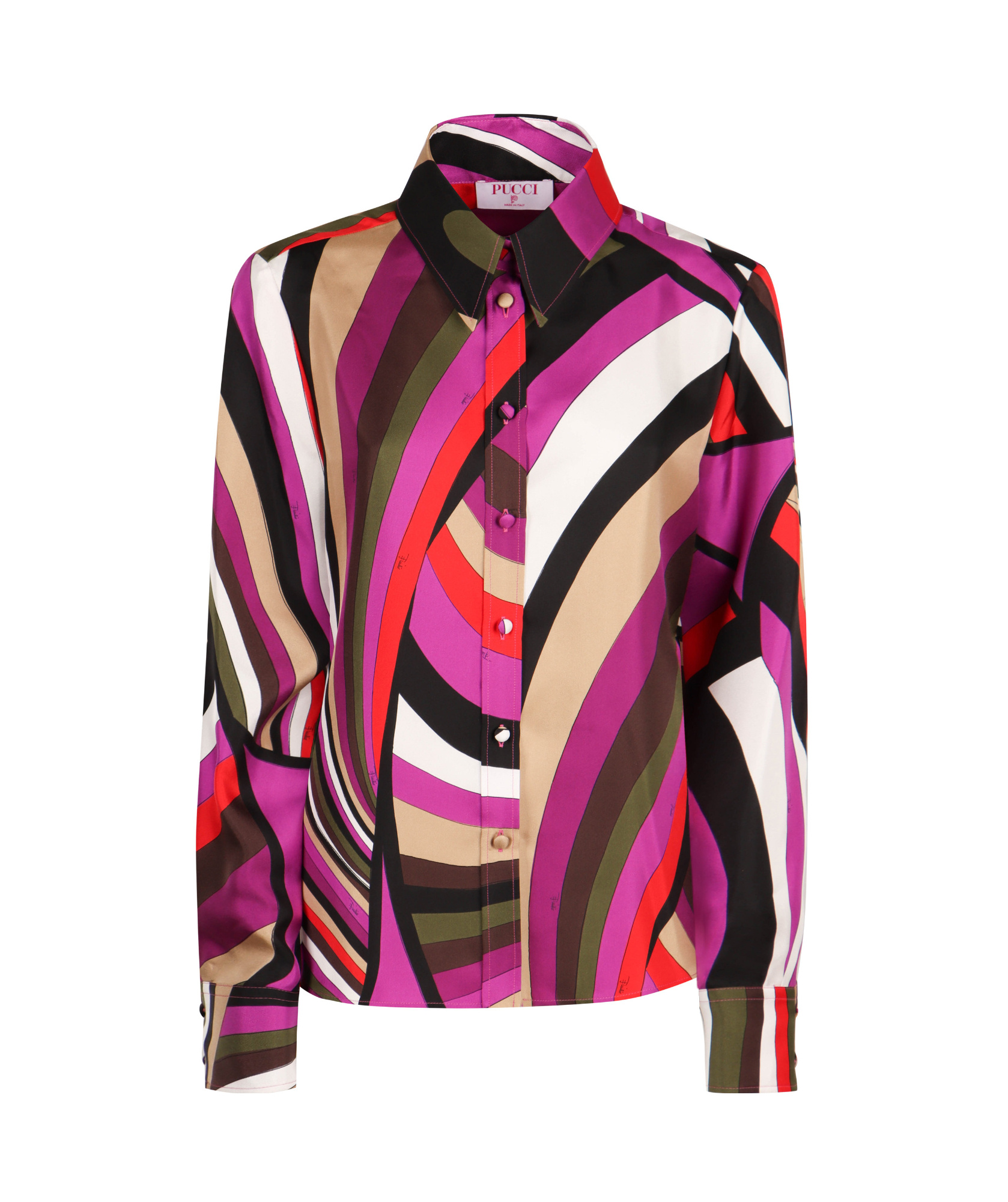 Pucci Fuchsia Multicolour Silk Shirt For Women In Multicolor
