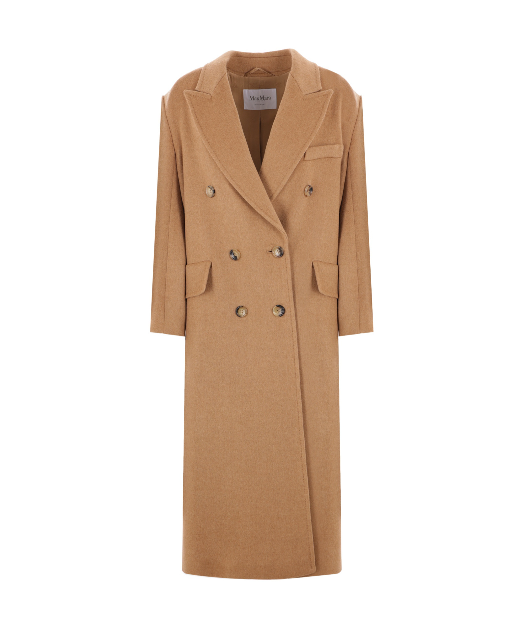 Max Mara Lvr Exclusive Camel Drap Midi Coat In Nude