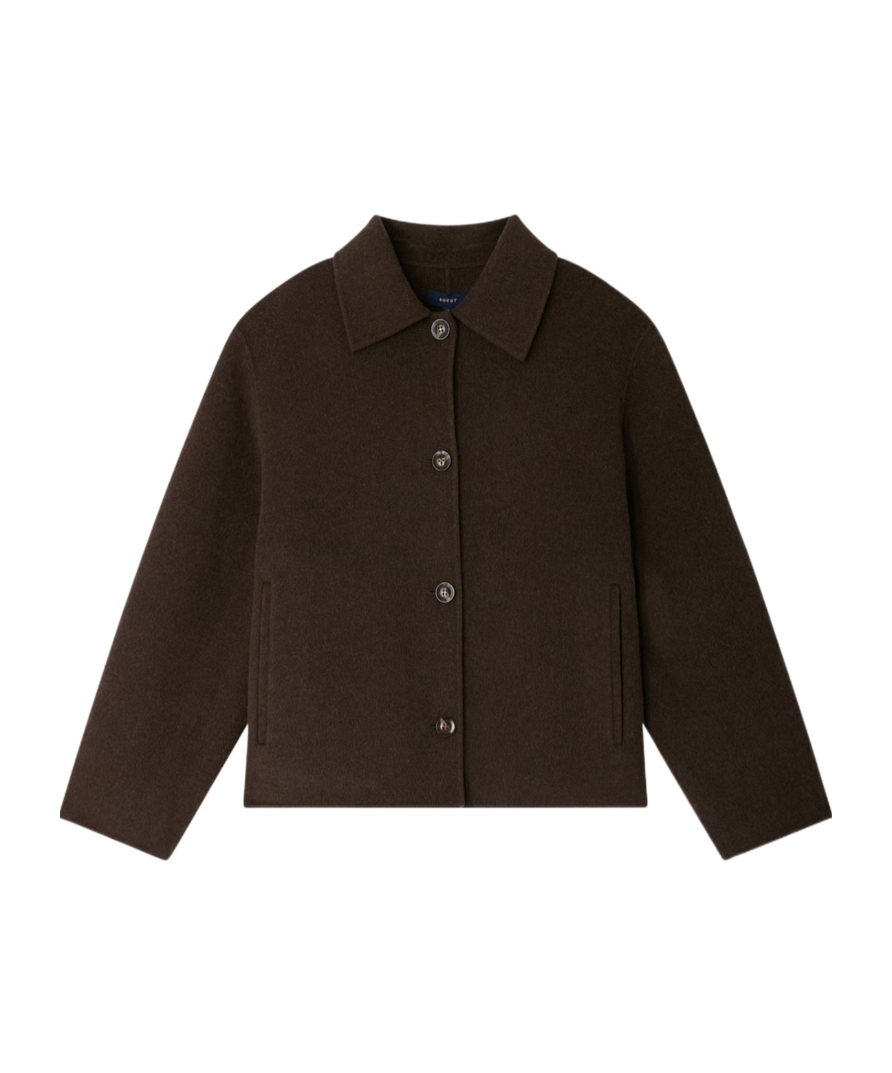 Soeur Short Double-faced Wool Coat In Brown