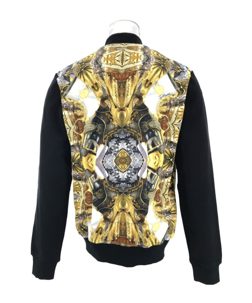 Just Cavalli Printed Long-sleeved Baseball Jacket In Black
