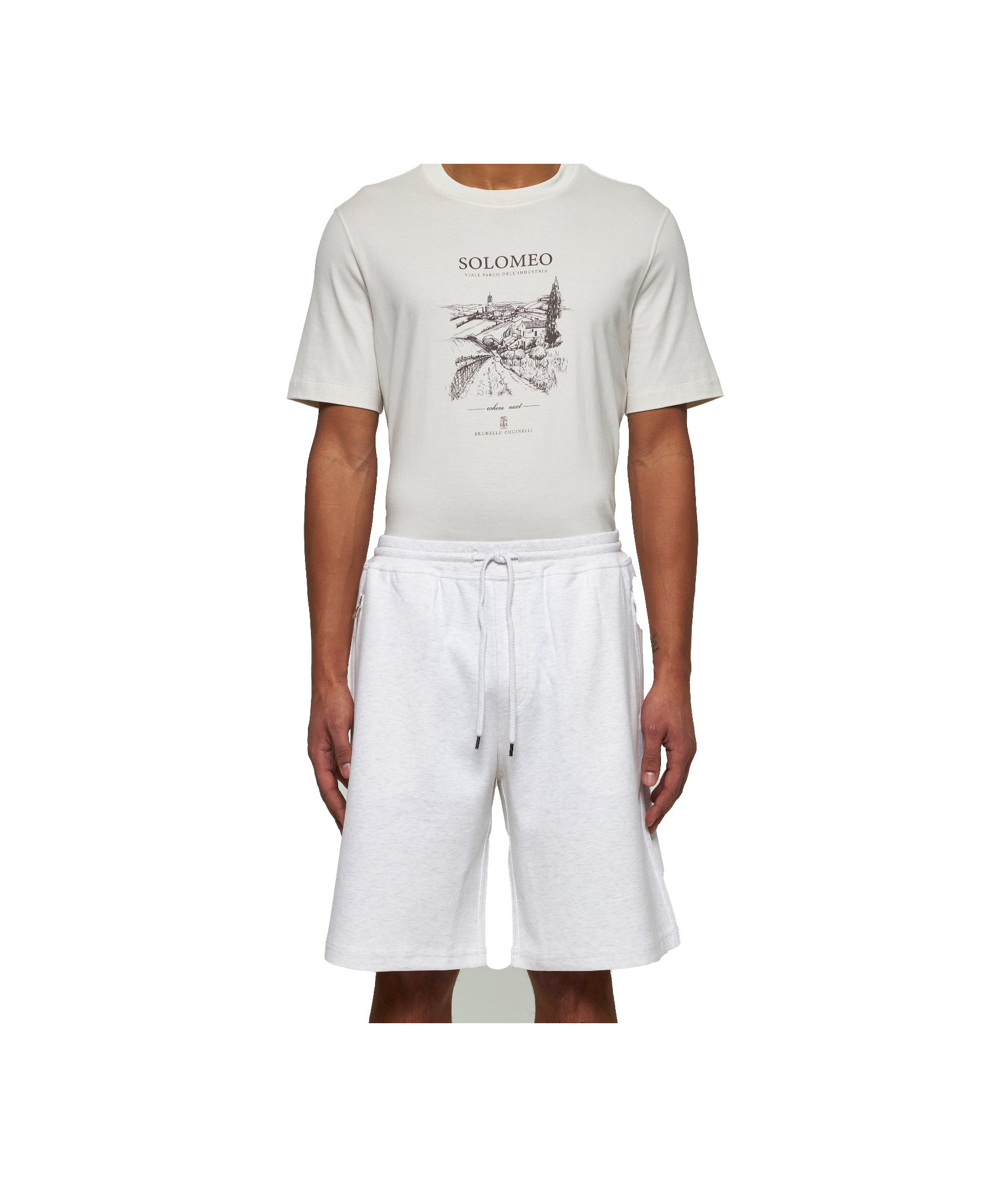 Brunello Cucinelli Elasticated-drawstring Waist Shorts In White