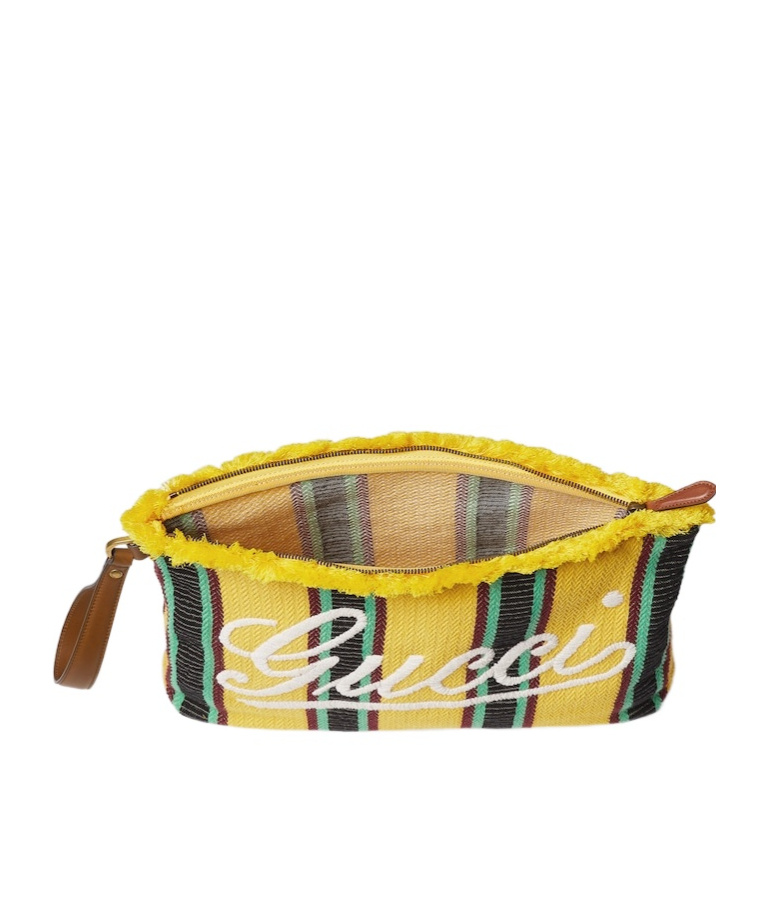 Gucci Large Embroidered Canvas Pouch