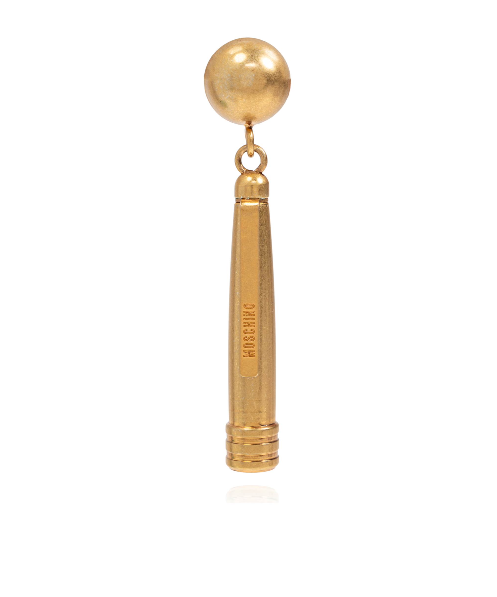 Shop Moschino Engraved Clip-on Earrings In Yellow