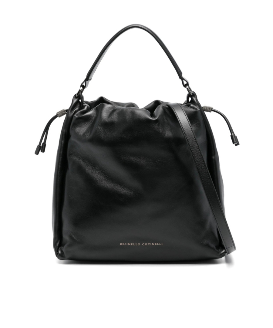 Shop Brunello Cucinelli Drawstring Shoulder Bag In Black