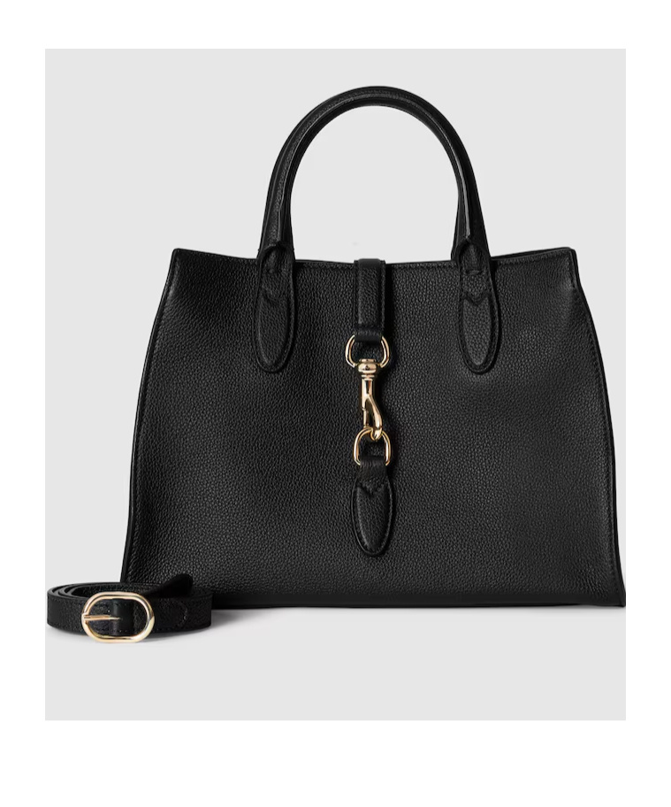 Gucci Hook Closure Medium Tote Bag In Black