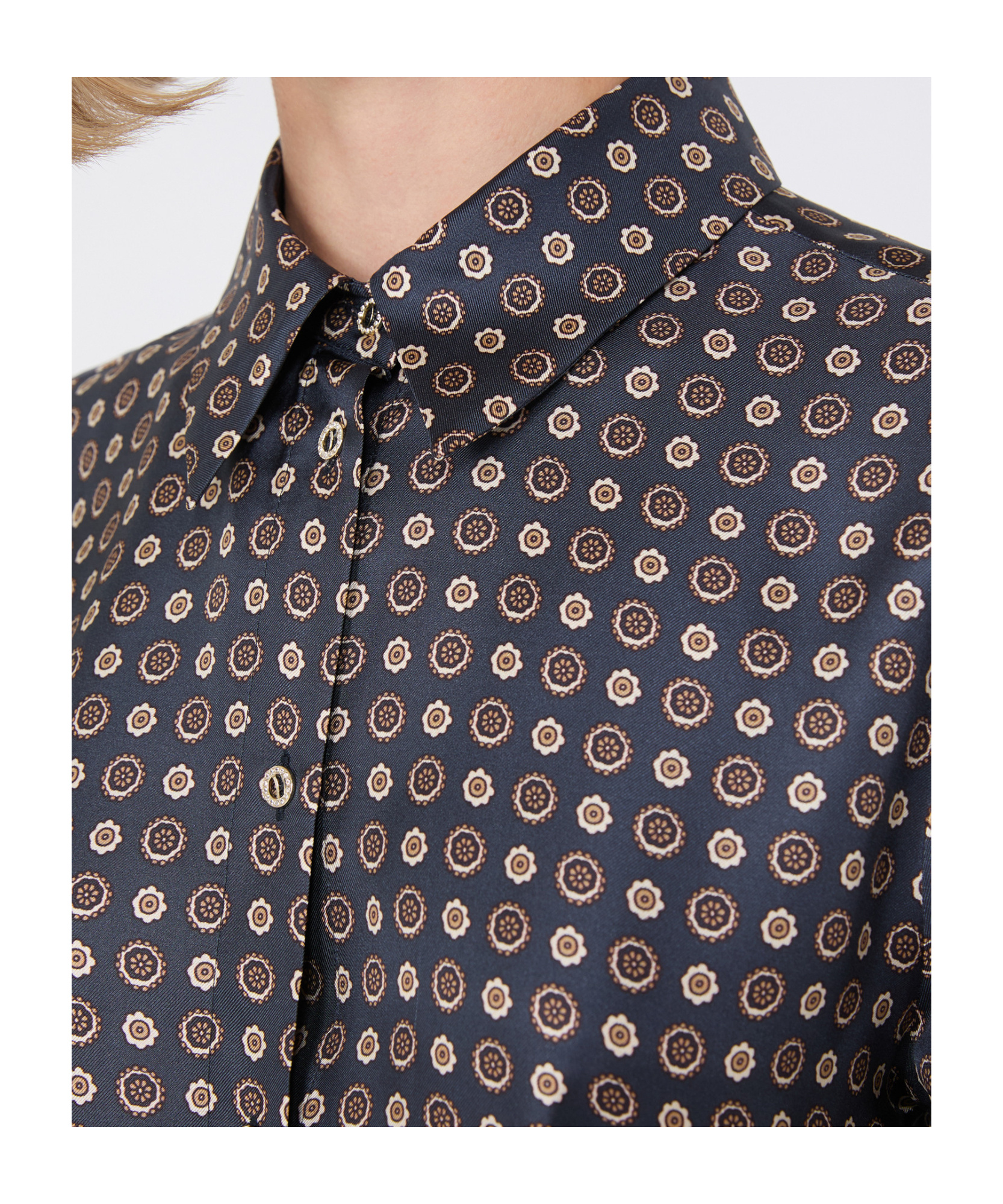 Max Mara Printed Silk Shirt In Brown