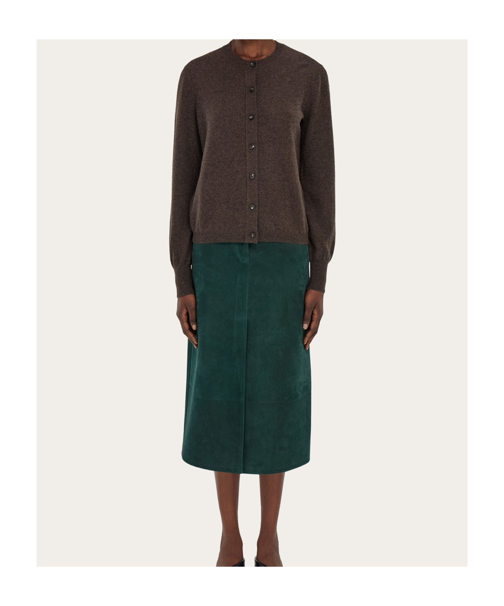 Ferragamo Crew Neck Wool Blend Cardigan