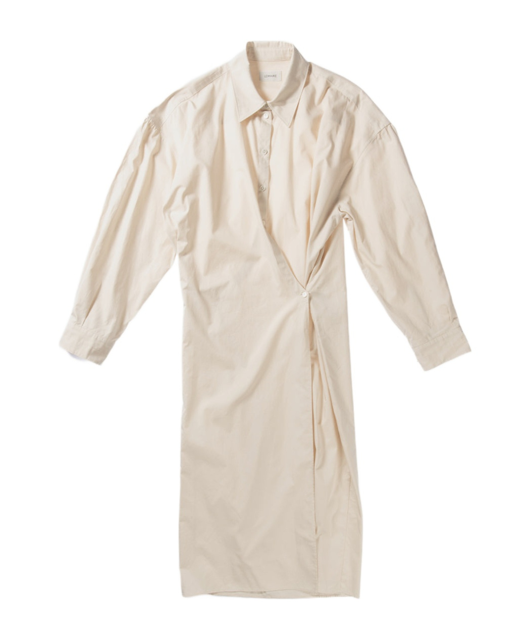 Lemaire Twisted Cotton Poplin Midi Shirt Dress In Nude