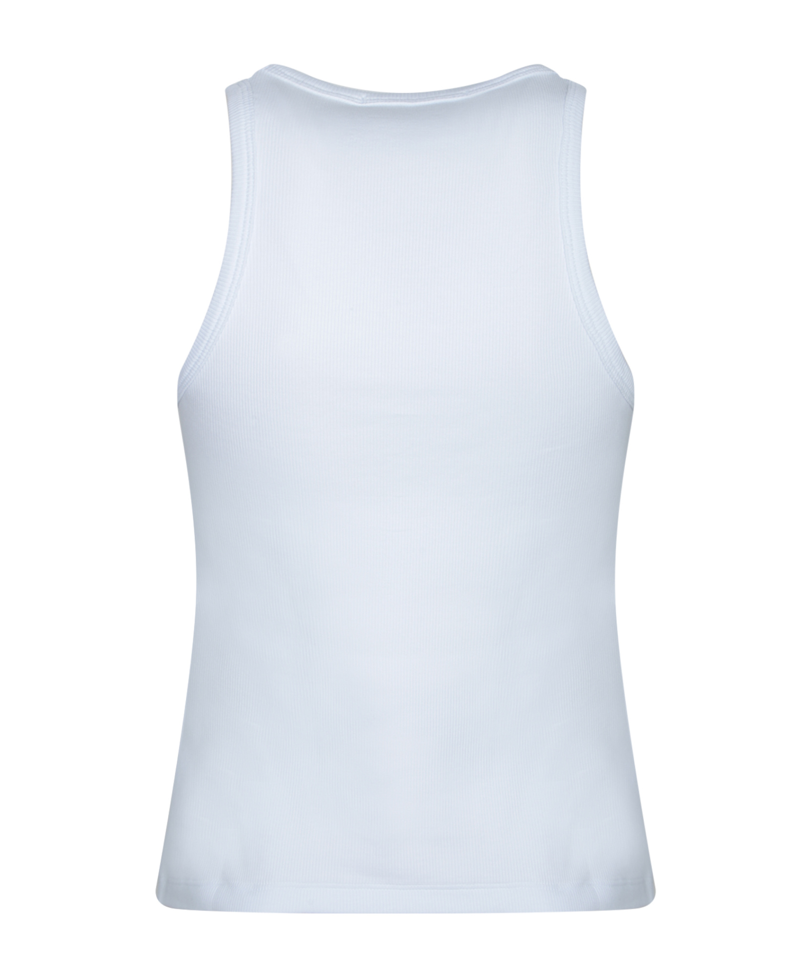 Msgm Logo Racerback Ribbed Slim Fit Tops In White