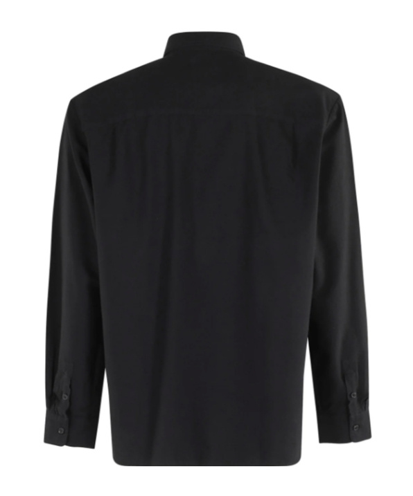Apc A.p.c. Logo-embroidered Long-sleeved Shirt In Black