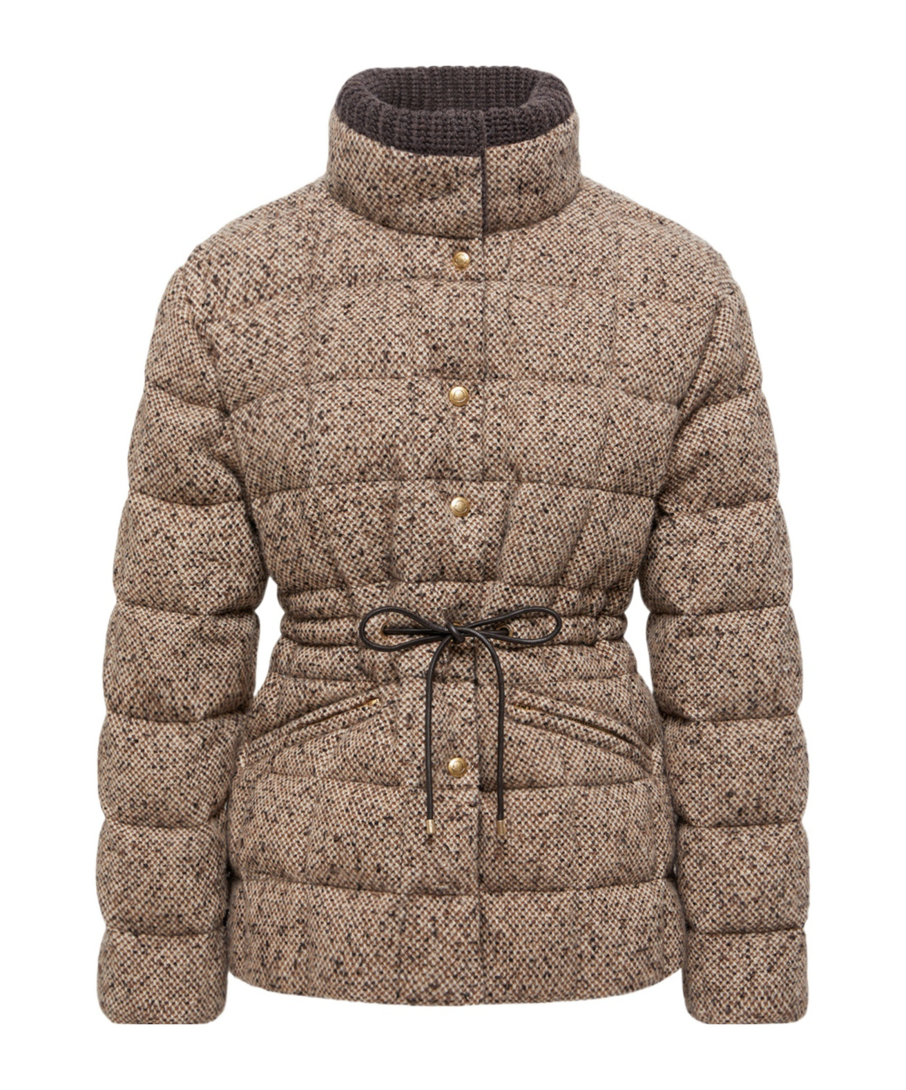 Moncler Antigony Wool Blend Short Down Jacket In Black