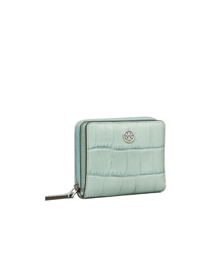 Tory Burch Embossed Double Fold Wallet In Green