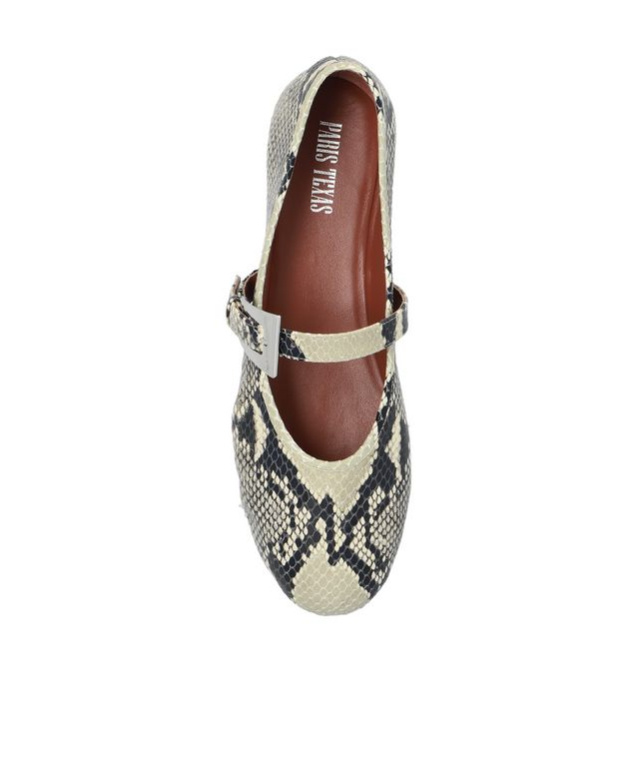 Paris Texas Black & White Sveva Buckle Ballerina Flats In Gray