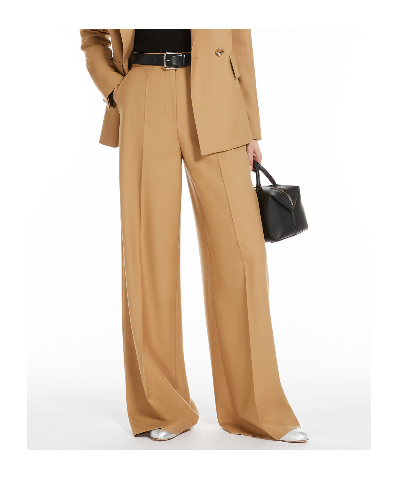 Max Mara Wool Nine Cents Casual Trousers In Nude