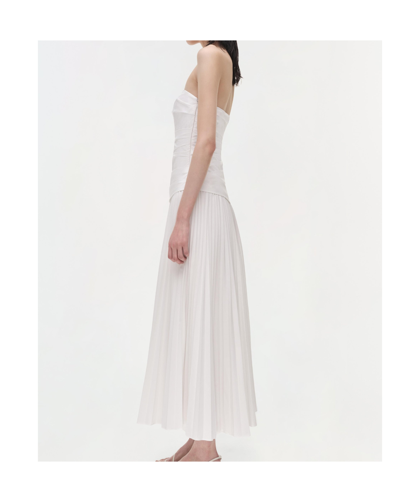 Simkhai Arie Strapless Bustier Midi Dress In White