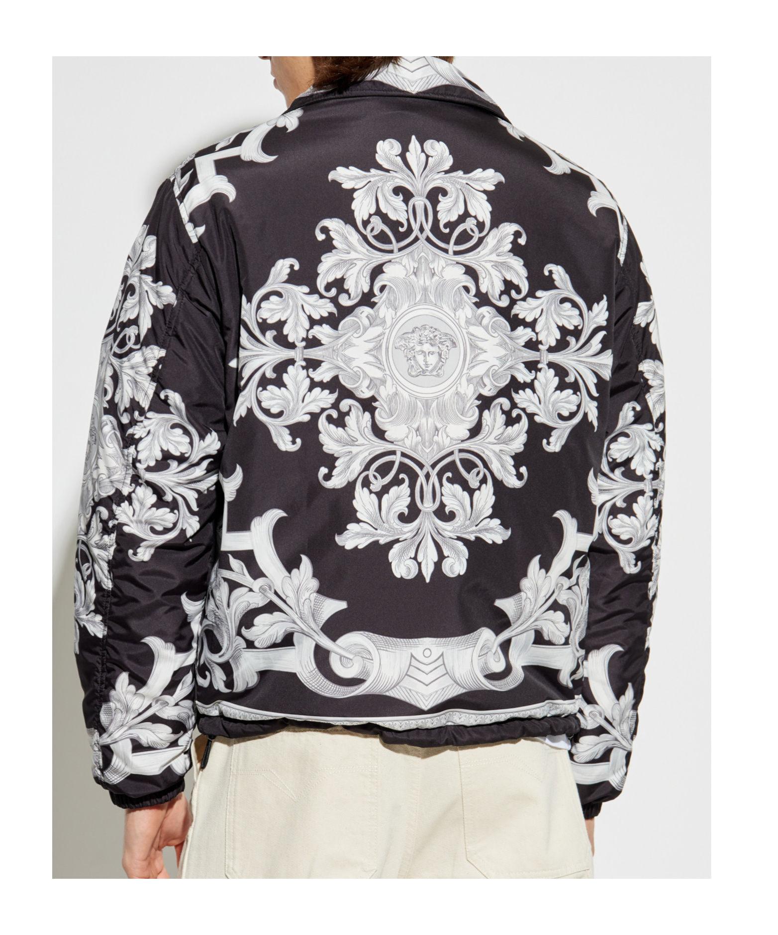 Versace Reversible Black Jacket With Baroque Print