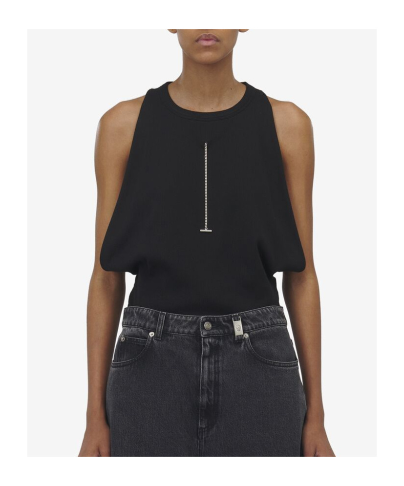 Alexander Mcqueen Chain-detail Draped Tank Top In Black