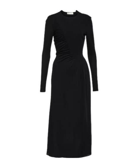 Tory Burch Ruched Midi Dress In Black