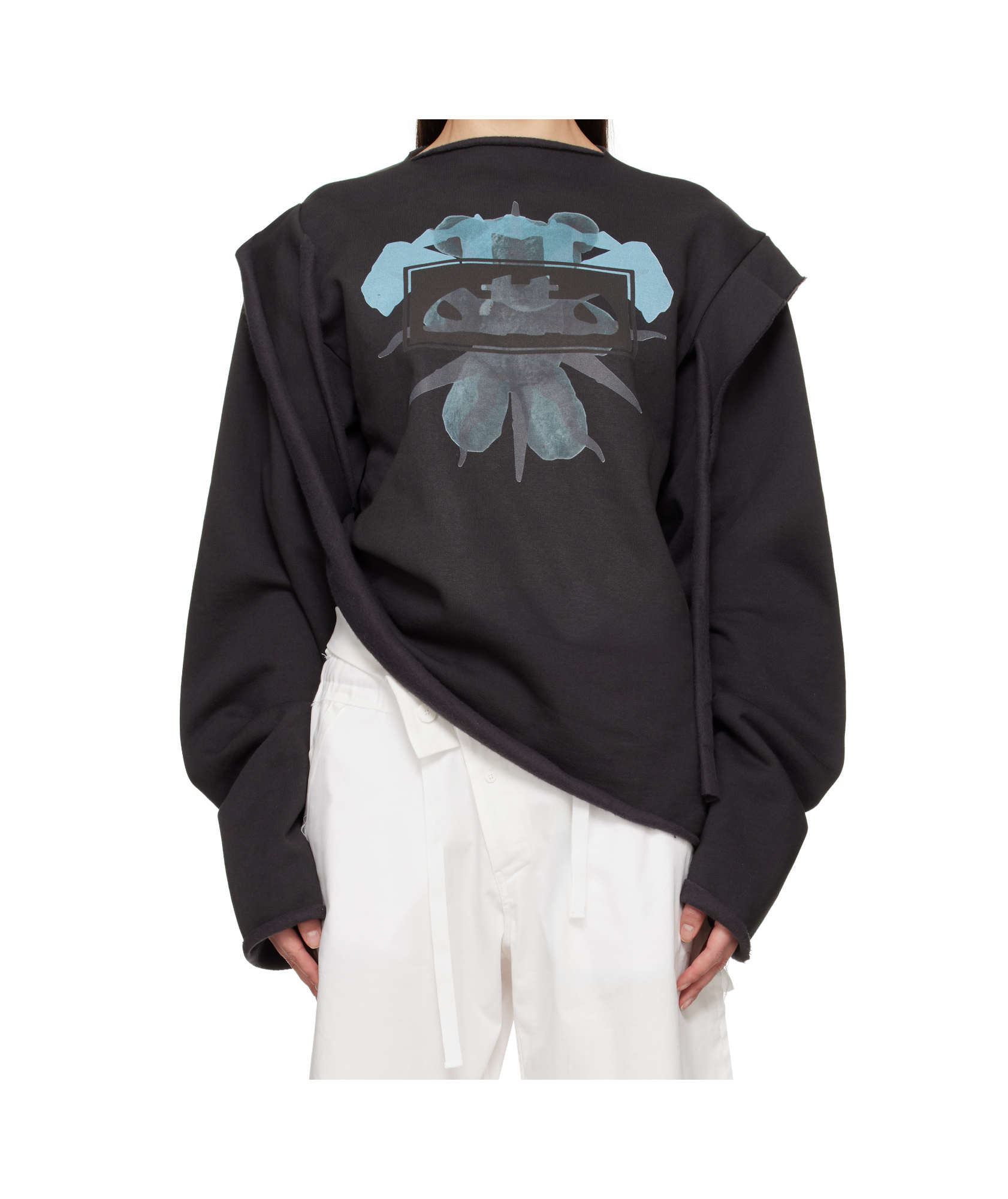 Ottolinger Black Drape Crewneck Sweatshirt In Black