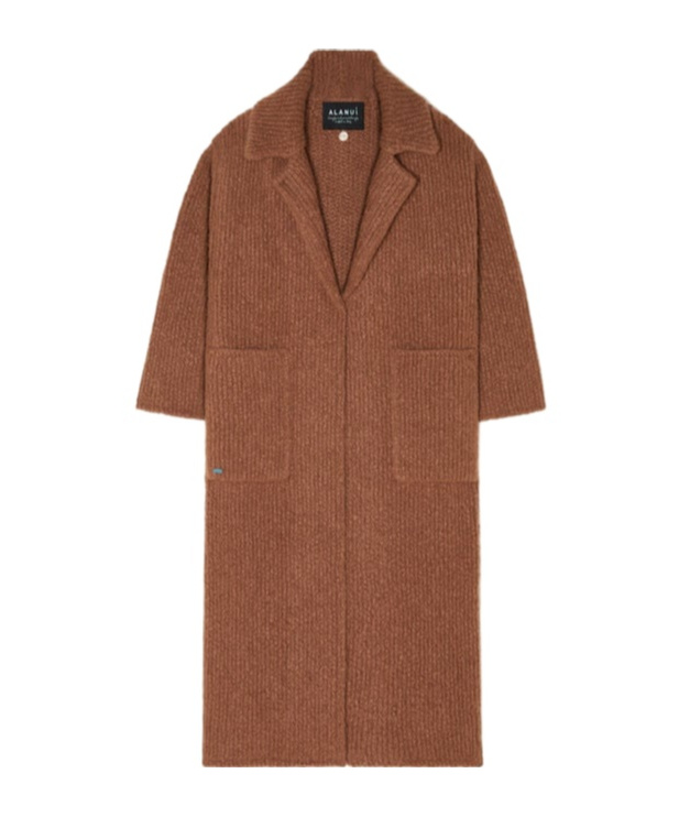 Alanui Ribbed Belted Coat In Brown