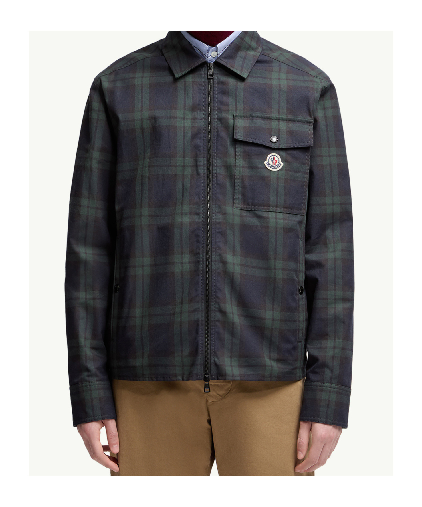 Moncler Plaid Long Sleeve Shirt In Multi