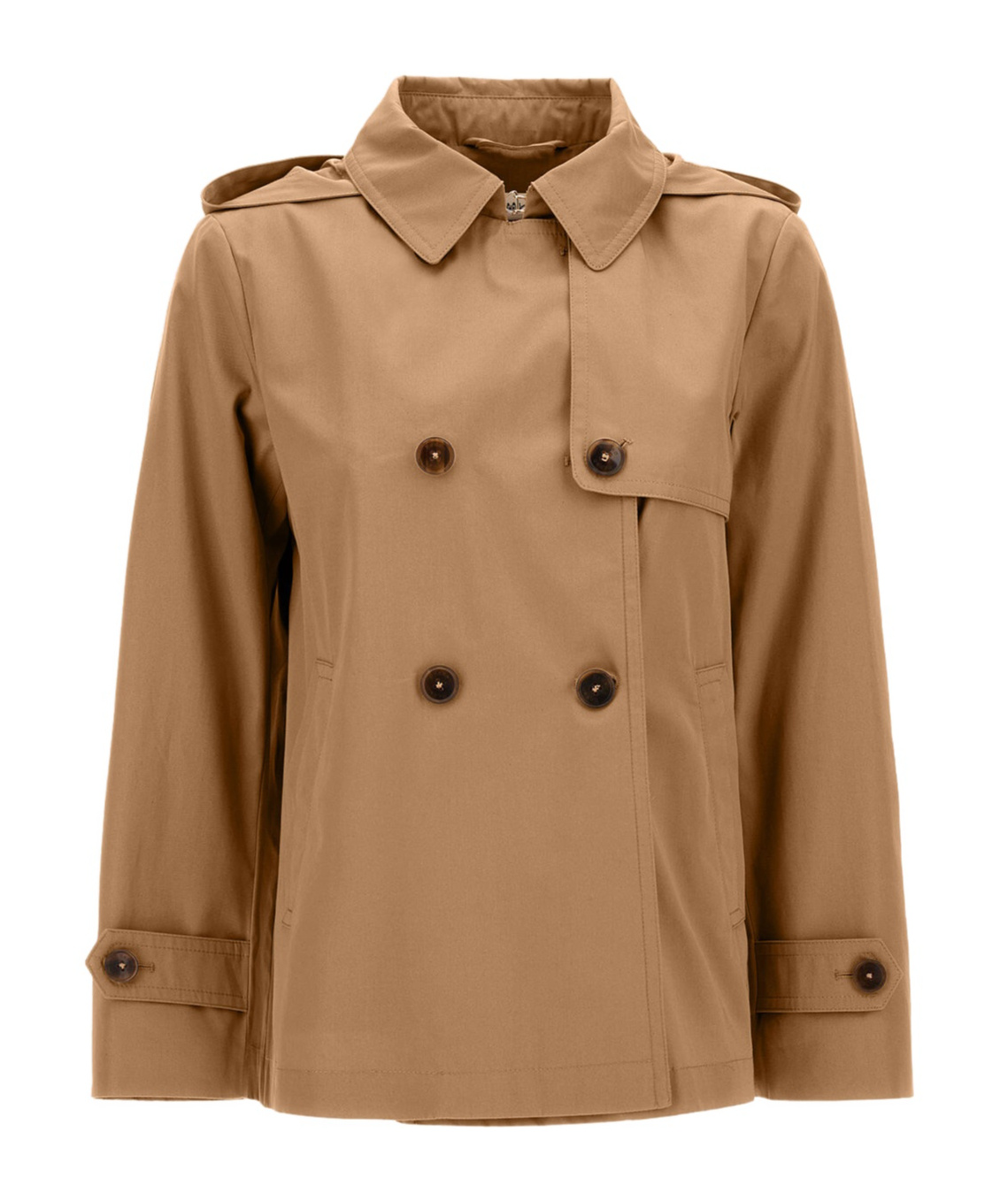 Herno Double Breasted Hooded Jacket In Brown