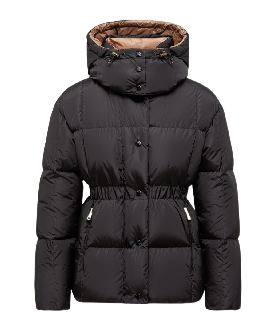 Moncler Agneux Square-quilted Hooded Short Down Jacket In Black