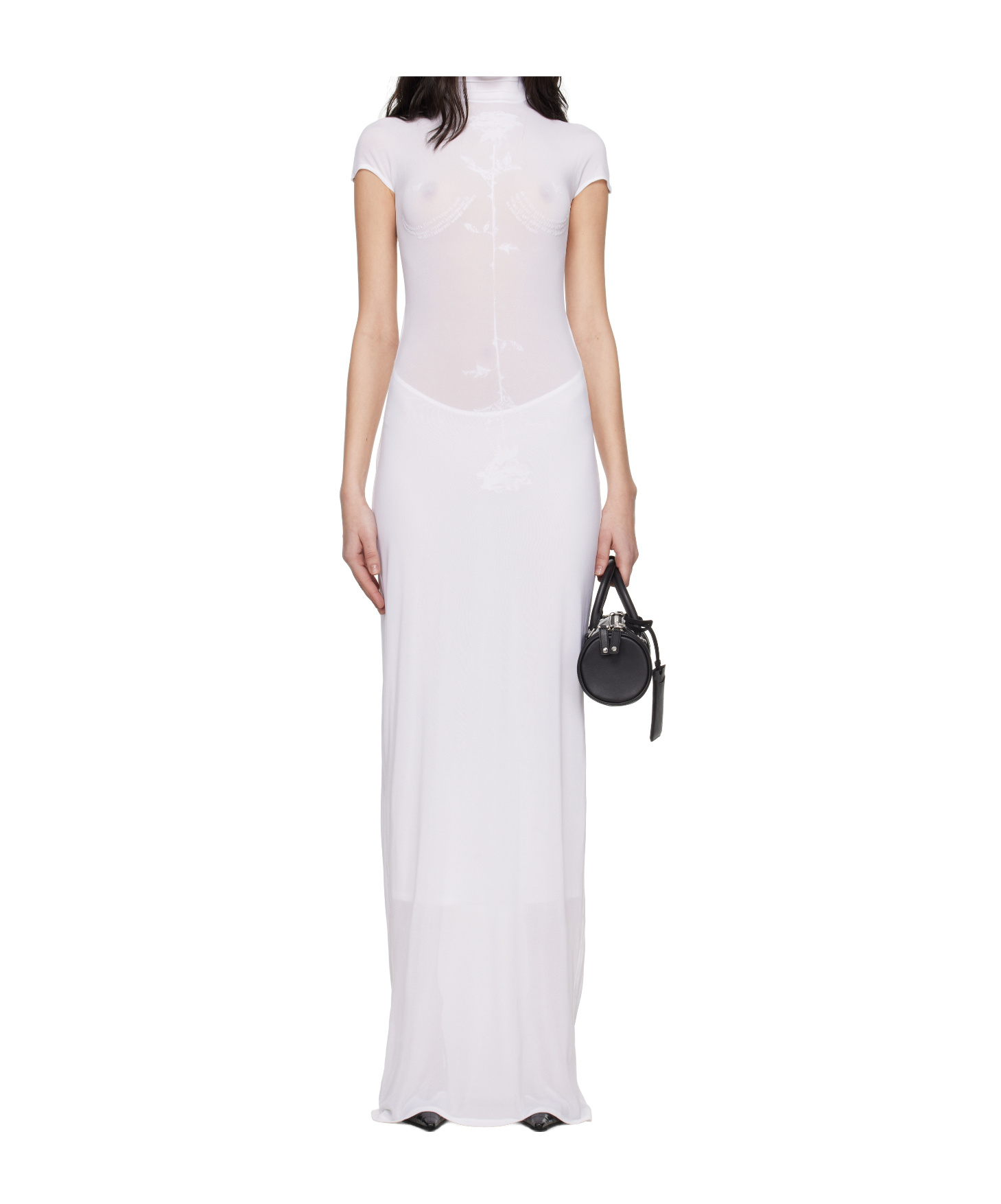 Jean Paul Gaultier White Light Viscose Jersey Sleeveless Maxi Dress In White