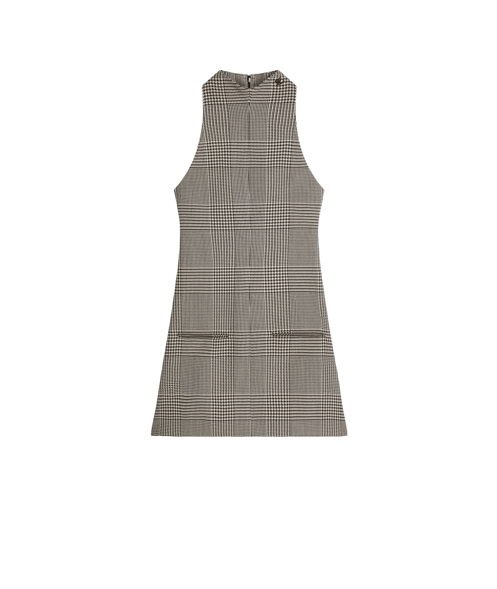 Courrèges Sleeveless High Neckline Checkered A-line Dress In Gray