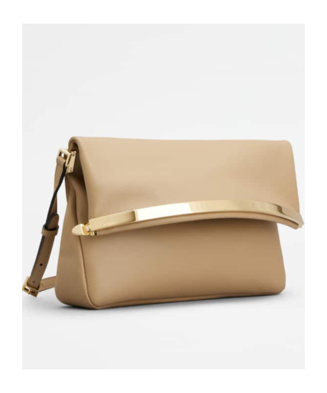 Tod's Letter Detail Shoulder Bag In Nude