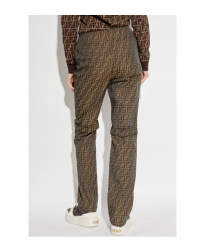 Fendi Jacquard Trousers In Brown