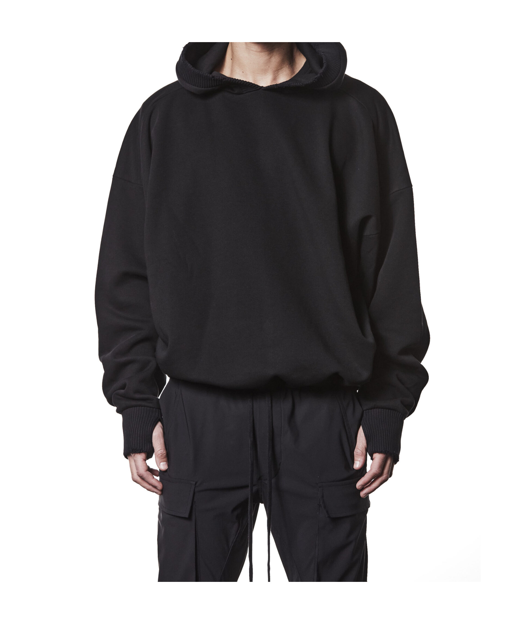 Thom Krom Ribbed-trim Long-sleeve Hoodie In Black