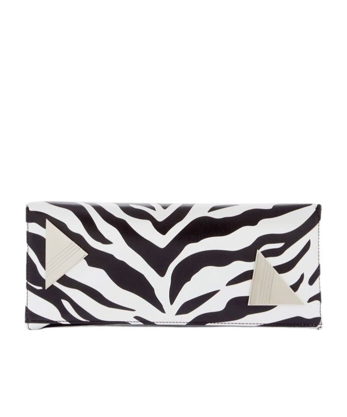 Attico 8.30 Pm Black And White Oversized Clutch In Animal Print