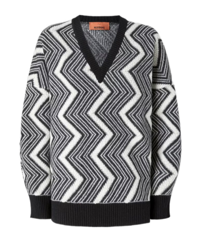 Missoni Zigzag Wool Sweater In Gray