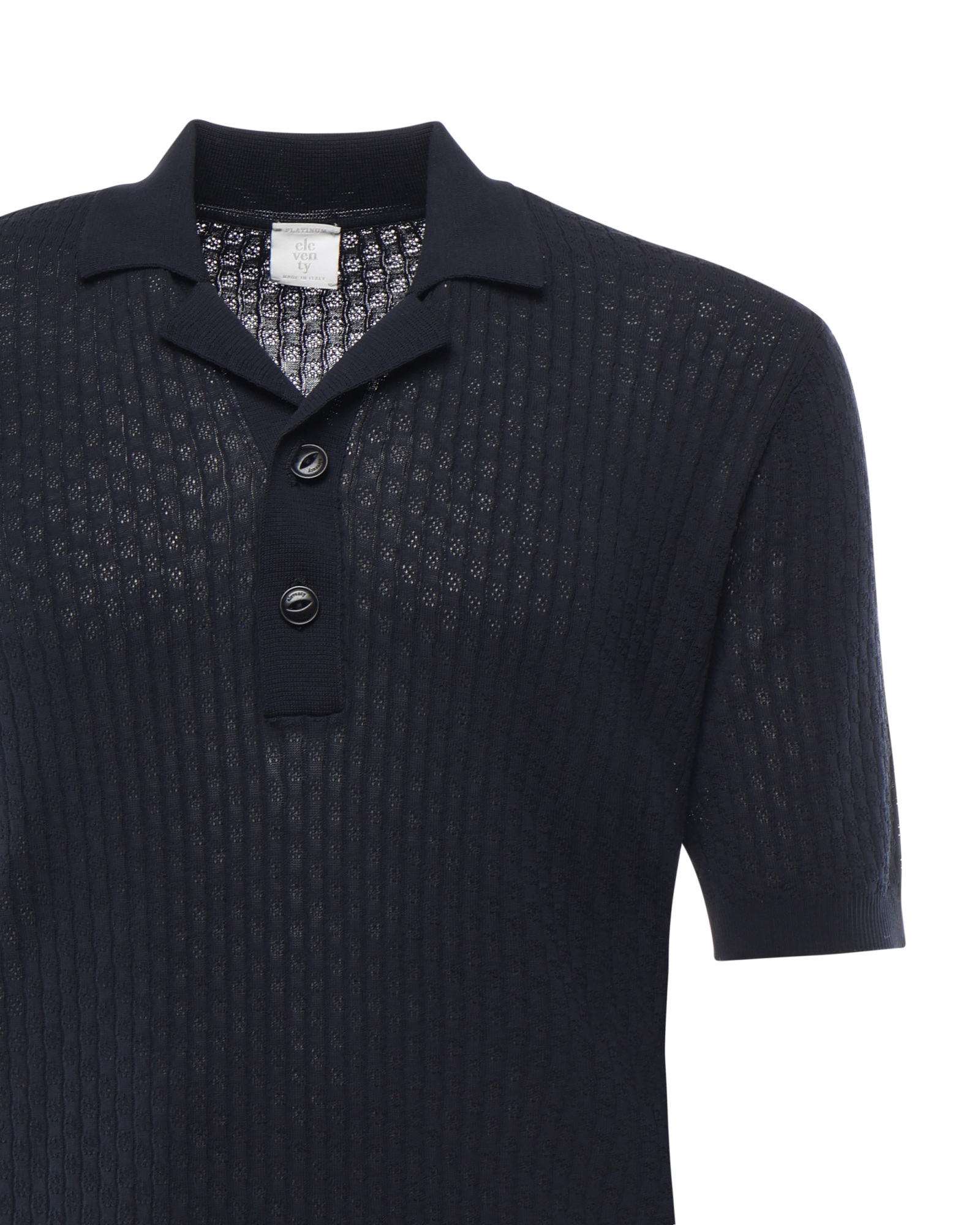 Eleventy Short Sleeve Cotton Polo Shirt In Blue