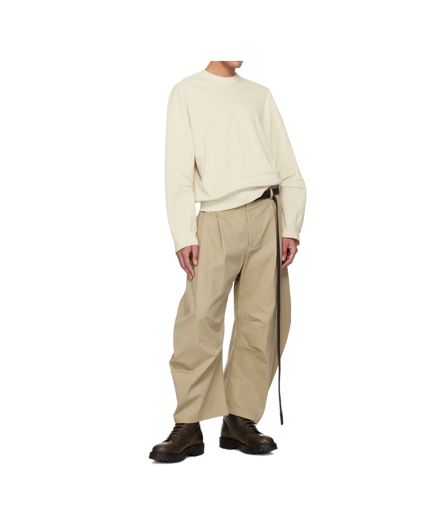 Hed Mayner Khaki Curved Trousers In Khaki