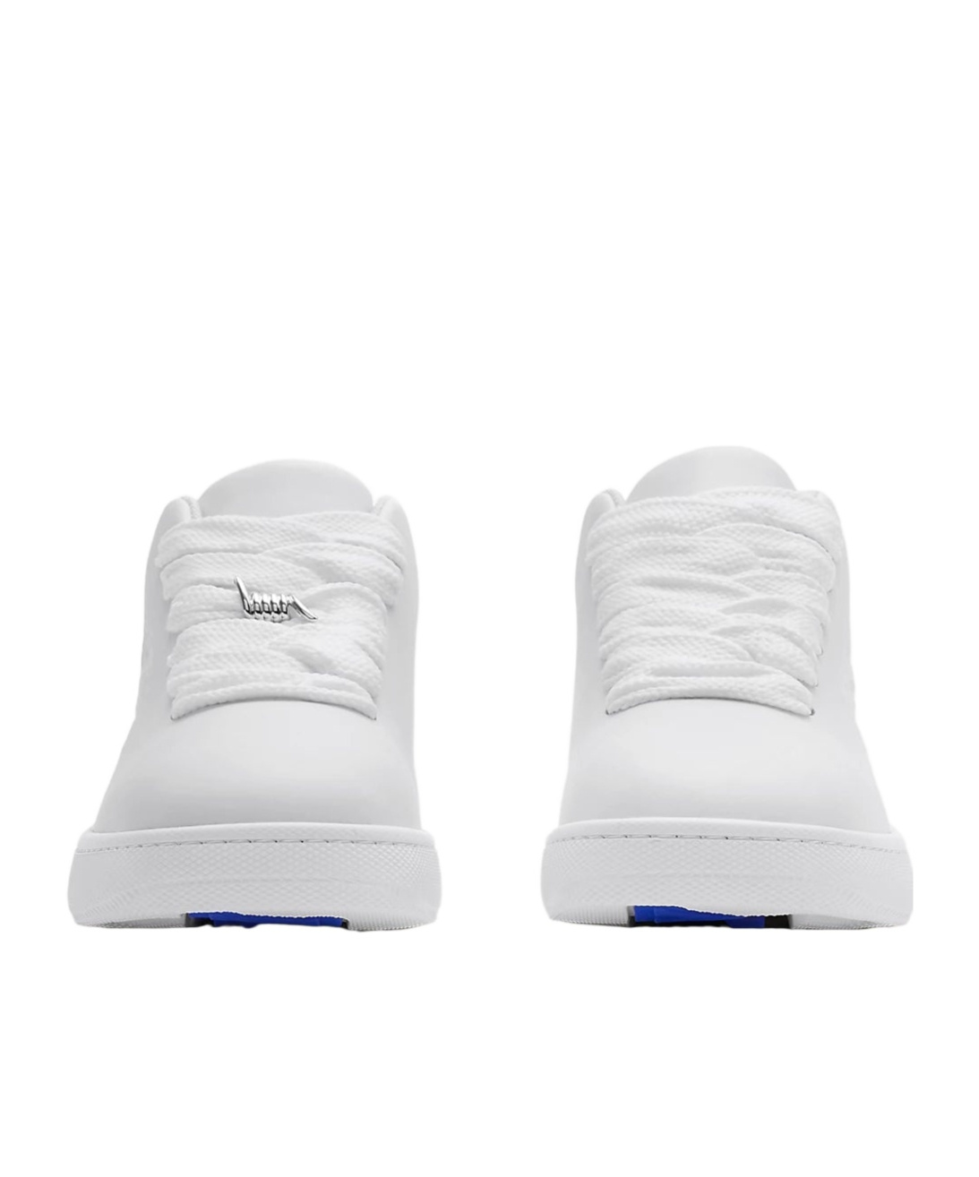 Shop Burberry Twisted Metal Detail Leather Sneakers In White